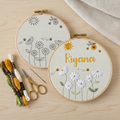 Custom Name Daisy Floral Embroidery Kit