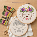 Cute Puppy Floral Embroidery Kit