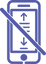 A blue icon of a smartphone with arrows pointing up and down on its screen, crossed out by a diagonal slash, on a white background.